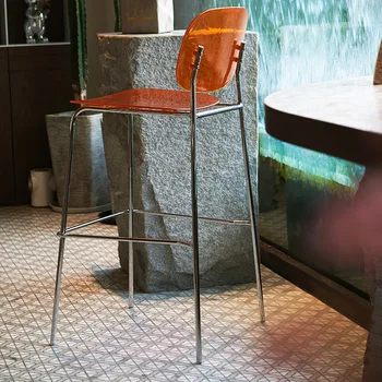 Обеденный стул с акриловым акцентом, Скандинавский туалетный столик, Дизайнерский Стальной стул для гостиной, Пластиковая Роскошная садовая мебель Sillas BZ