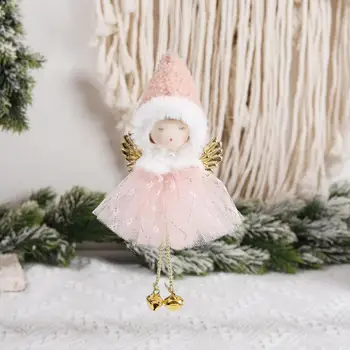 Кукла с тюлевой юбкой, подвесное украшение, кукла-Рождественская елка, подвеска, куклы с золотыми крылатыми рождественскими ангелами из тюля с блестками для детей