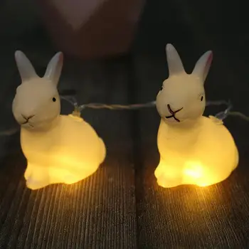 Декоративный светодиодный светильник-гирлянда Cute Rabbit 150 см, Сказочный Пасхальный кролик на батарейках, украшение для детской комнаты