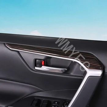 4ШТ Углеродного Волокна Внутренняя Дверь Автомобиля Тяговая Ручка Планки Крышка для Toyota RAV4 2019-2023 Внутренняя Дверная Панель Отделка Крышки Подлокотника