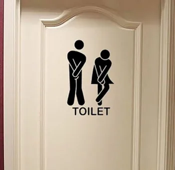 1ШТ Милый Мужчина Женщина Наклейка на дверь туалета, Туалета Семейный Декор Наклейка на дверь ванной Комнаты Съемная Наклейка На Стену Декор стен #DQ
