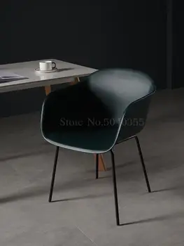 Скандинавский черный обеденный стул домашний пластиковый для взрослых с пластиковой спинкой экономичный ресторанный промышленный ветряной настольный стул
